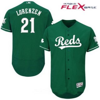 Men's Cincinnati Reds #21 Michael Lorenzen Green 2016 St. Patrick's Day Stitched MLB Majestic Flex Base Jersey