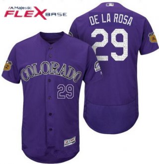 Men's Colorado Rockies #29 Jorge De La Rosa Purple 2017 Spring Training Stitched MLB Majestic Flex Base Jersey