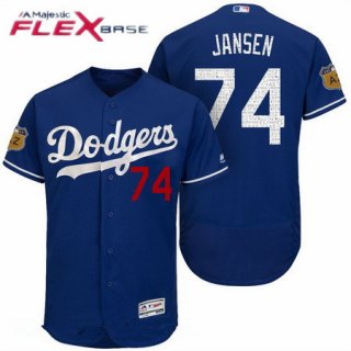 Men's Los Angeles Dodgers #74 Kenley Jansen Royal Blue 2017 Spring Training Stitched MLB Majestic Flex Base Jersey