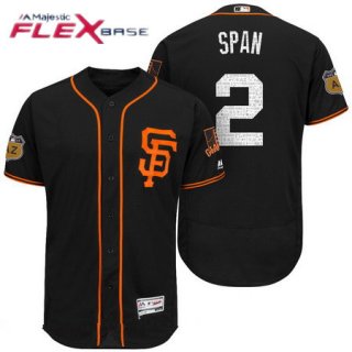 Men's San Francisco Giants #2 Denard Span Black 2017 Spring Training Stitched MLB Majestic Flex Base Jersey