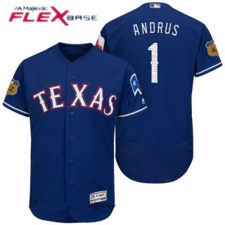 Men's Texas Rangers #1 Elvis Andrus Royal Blue 2017 Spring Training Stitched MLB Majestic Flex Base Jersey