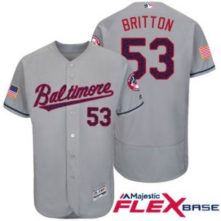 Men's Baltimore Orioles #53 Zach Britton Gray Stars & Stripes Fashion Independence Day Stitched MLB Majestic Flex Base Jersey