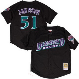 Men's Arizona Diamondbacks #51 Randy Johnson Black Mesh Batting Practice Throwback Jersey By Mitchell & Ness