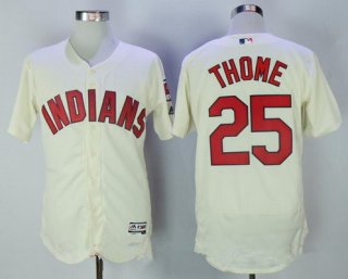 Men's Cleveland Indians #25 Jim Thome Cream Stitched MLB Majestic Flex Base Jersey