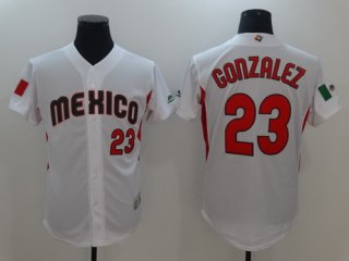 Men's Mexico Baseball #23 Adrian Gonzalez Majestic White 2017 World Baseball Classic Stitched Authentic Jersey