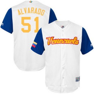 Men's Team Venezuela Baseball Majestic #51 Jose Alvarado White 2017 World Baseball Classic Stitched Replica Jersey