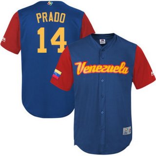 Men's Team Venezuela Baseball Majestic #14 Martin Prado Royal Blue 2017 World Baseball Classic Stitched Replica Jersey