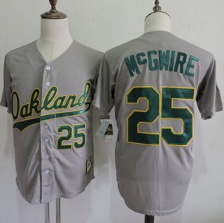 Men's MLB Oakland Athletics A's #25 Mark Mcgwire Throwback VINTAGE Grey Jersey