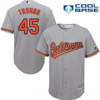 Men's Baltimore Orioles #45 Mark Trumbo Gray Road Stitched MLB Majestic Cool Base Jersey