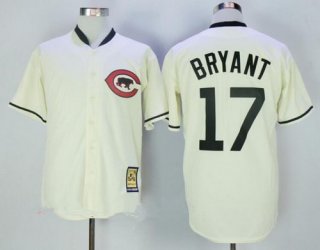 Men's Chicago Cubs 17 Kris Bryant Cream Turn Back the Clock Stitched MLB Majestic Cooperstown Collection Jersey