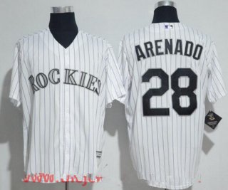 Men's Colorado Rockies #28 Nolan Arenado White Home Stitched MLB Majestic Cool Base Jersey