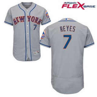 Men's New York Mets #7 Jose Reyes Gray Road Stitched MLB Majestic Flex Base Jersey