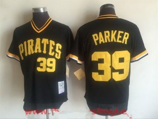 Men's Pittsburgh Pirates #39 Dave Parker Black Mesh Batting Practice Throwback Jersey By Mitchell & Ness