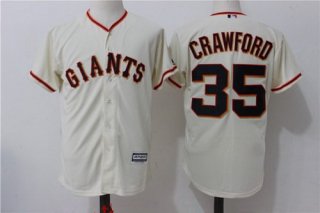 Men's San Francisco Giants #35 Brandon Crawford Name Cream Home Stitched MLB Majestic Cool Base Jersey