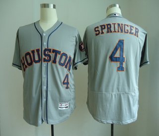 Men's Houston Astros #4 George Springer Gray Road Stitched MLB Majestic Cool Base Jersey