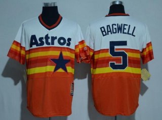 Men's Houston Astros #5 Jeff Bagwell Retired Orange Rainbow Cooperstown Stitched MLB Majestic Cool Base Jersey