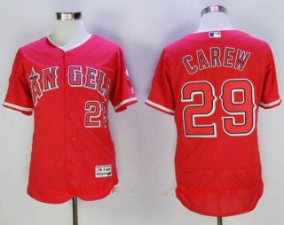 Men's Los Angeles Angels Of Anaheim #29 Rod Carew Retired Red Stitched MLB Majestic Flex Base Jersey