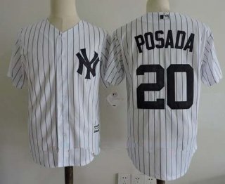 Men's New York Yankees #20 Jorge Posada Retired White Home Stitched MLB Majestic Cool Base Jersey