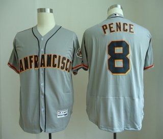 Men's San Francisco Giants #8 Hunter Pence Gray Road Stitched MLB Majestic Flex Base Jersey