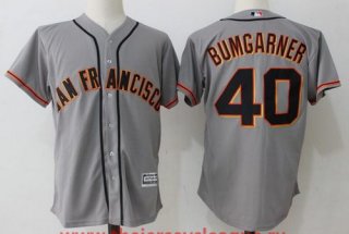 Men's San Francisco Giants #40 Madison Bumgarner Gray Road Stitched MLB Majestic Cool Base Jersey