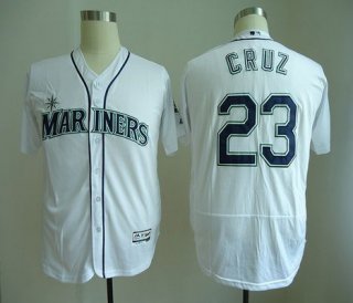 Men's Seattle Mariners #23 Nelson Cruz White Home Stitched MLB Majestic Flex Base Jersey