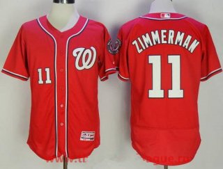 Men's Washington Nationals #11 Ryan Zimmerman Red Stitched MLB Majestic Flex Base Jersey