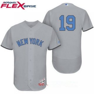 Men's New York Yankees #19 Masahiro Tanaka Gray With Baby Blue Father's Day Stitched MLB Majestic Flex Base Jersey