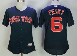 Men's Boston Red Sox #6 Johnny Pesky Retired Navy Blue Stitched MLB Majestic Flex Base Jersey