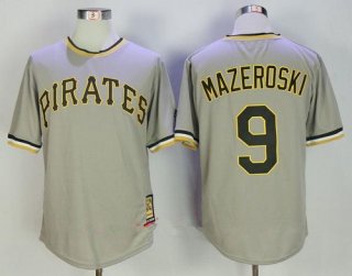 Men's Pittsburgh Pirates #9 Bill Mazeroski Gray Pullover Stitched MLB Majestic Cooperstown Collection Jersey