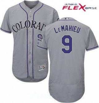 Men's Colorado Rockies #9 DJ LeMahieu Gray Road Stitched MLB Majestic Flex Base Jersey