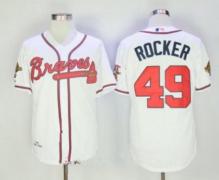 Men's Atlanta Braves #49 John Rocker White Home Throwback 1995 World Series with 30th Patch Stitched MLB Mitchell & Ness Jersey