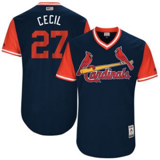 Men's St. Louis Cardinals Brett Cecil Cecil Majestic Navy 2017 Players Weekend Authentic Jersey