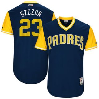 Men's San Diego Padres Matt Szczur Szczur Majestic Navy 2017 Players Weekend Authentic Jersey