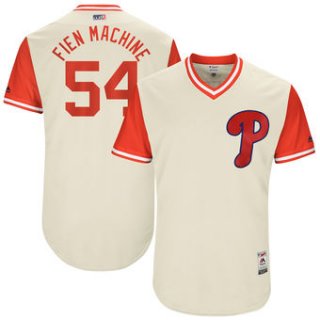 Men's Philadelphia Phillies Casey Fien Fien Machine Majestic Tan 2017 Players Weekend Authentic Jersey