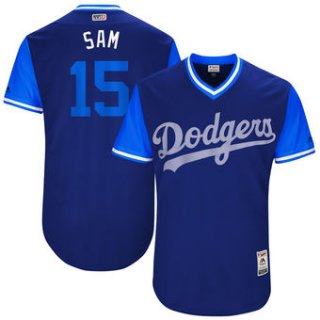 Men's Los Angeles Dodgers Austin Barnes Sam Majestic Royal 2017 Players Weekend Authentic Jersey