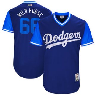 Men's Los Angeles Dodgers Yasiel Puig Wild Horse Majestic Royal 2017 Players Weekend Authentic Jersey