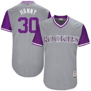 Men's Colorado Rockies Ryan Hanigan Hanny Majestic Gray 2017 Players Weekend Authentic Jersey