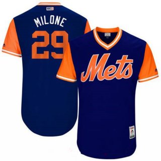 Men's New York Mets Tommy Milone Milone Majestic Royal 2017 Little League World Series Players Weekend Stitched Nickname Jersey