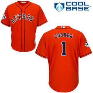 Men's Houston Astros #1 Carlos Correa Orange New Cool Base 2017 World Series Bound Stitched MLB Jersey