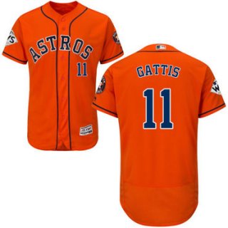 Men's Houston Astros #11 Evan Gattis Orange Flexbase Authentic Collection 2017 World Series Bound Stitched MLB Jersey