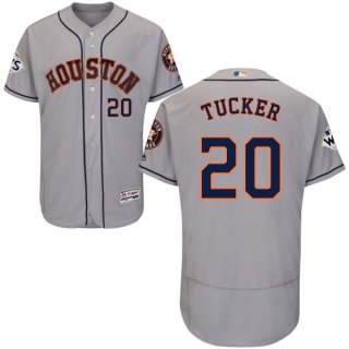 Men's Houston Astros #20 Preston Tucker Grey Flexbase Authentic Collection 2017 World Series Bound Stitched MLB Jersey