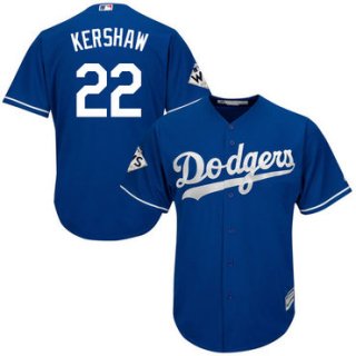 Men's Los Angeles Dodgers #22 Clayton Kershaw Blue New Cool Base 2017 World Series Bound Stitched MLB Jersey