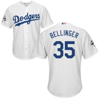 Men's Los Angeles Dodgers #35 Cody Bellinger White New Cool Base 2017 World Series Bound Stitched MLB Jersey