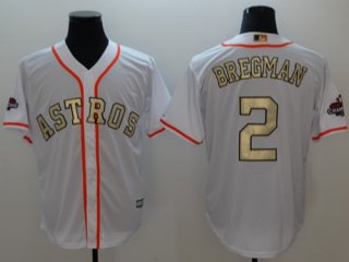 Houston Astros #2 Alex Bregman White 2017 World Series Champions Gold Program Cool Base Stitched Baseball Jersey