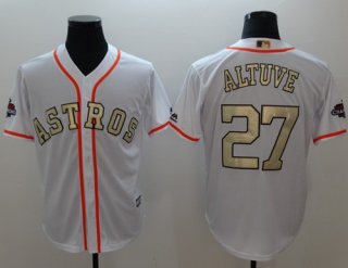 Houston Astros #27 Jose Altuve White 2017 World Series Champions Gold Program Cool Base Stitched Baseball Jersey