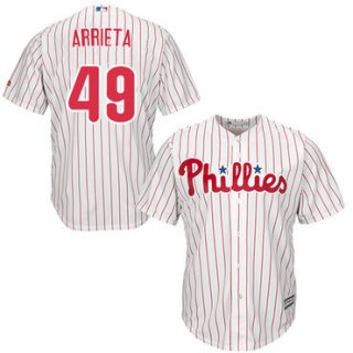 Philadelphia Phillies #49 Jake Arrieta White(Red Strip) New Cool Base Stitched MLB Jersey