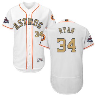 Men's Houston Astros #34 Nolan Ryan Gonzalez White 2018 Gold Program Flexbase Stitched MLB Jersey