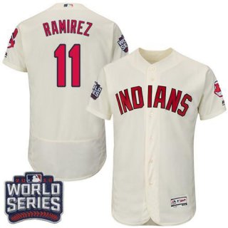 Men's Cleveland Indians #11 Jose Ramirez Cream Flexbase Authentic Collection 2016 World Series Bound Stitched MLB Jersey