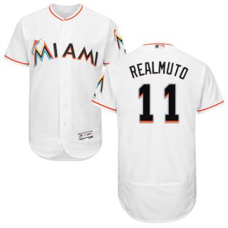 Miami marlins #11 JT Realmuto White Flexbase Authentic Collection Stitched Baseball Jersey