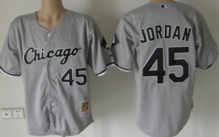 Size 5 XL Chicago White Sox #45 Michael Jordan Gray Throwback Jersey